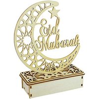 Ramadan Star Moon Light Eid Mubarak Wooden Pendant LED Candles Mubarak Muslim Islamic Festival Wedding Party Decor