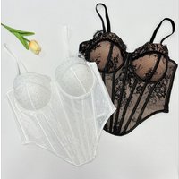 K Spicy Girl Lace Hot Diamond Inner Strap Outer Body Sculpting Fish Bone Chest. No Necklaces Or Other Accessories