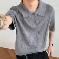 Clothing Summer Thin Wheat Jacquard Polo Sweater Short Sleeve High End Old Money Style T Shirt Cleanfit Half Sleeve