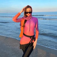 Muslim Swimsuit Long Sleeve Wetsuit Beachwear Sunscreen Floral Print Swimsuit Diving Suit
