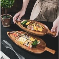 Acacia Wood Leaf Shaped Serving Tray – Elegant Tea Party Platter Sushi Snacks & Desserts 