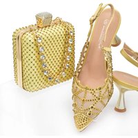 Fashion bright diamond mesh dinner party high heeled over toe sandals pointy high heeled slippers