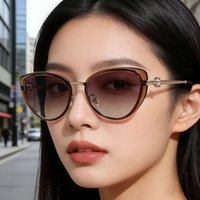 2026 European American Fashion Cat Eye Personalized Trendy Diamond Studded Sun Protection Sunglasses
