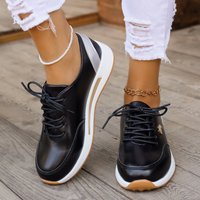 Leisure and fashionable round toe tie up sports shoes for women