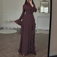 Elegant Flared Sleeve Midi Dress – High Waist & Flowy Silhouette 