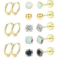 Stainless Steel Round Zircon Earring Set Fashion Jewelry