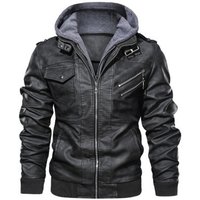 Leather Jacket Men's Slim-fit Zipper Pu Jacket Fall Men's Leather Jacket Jacket Black
