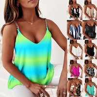 Clothing Summer Simple Sleeveless Chain Suspender Printed Vest Top
