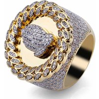 Men's Prayer Hand Signet Ring With Micro-Pave Zirconia, Hip Hop Style Bold Statement Ring In Gold Tone, Sizes 8-12 Hip Hop Large Men's Ring