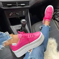SHLIANG Casual Shoes Fashion Ribbon Casual Vulcanized Shoes Lace Up Thick Sole Sneakers Sports Shoes Plus SB034