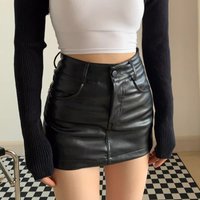 hot selling Summer Short Retro Sexy Slim High Waist PU Leather Anti Glare Half Length Pants Skirt