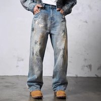 Clothing Loose Straight Leg Jeans Wide Leg Distressed Vintage Denim Trousers Formal & Casual