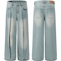 Men's Clothing Retro Niche Deconstruction Design Jeans Men And Women Loose Straight Loose Wide Leg Pants