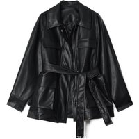 Women's Fashion Biker Clip To Overcome Mid-length Retro Large Silhouette Oversize Loose Coat