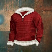 Clothing Sweatshirt Plus Velvet Hooded Casual Christmas Fleece Hooded Sweatshirt Cozy Pullover Print Red S XXXXXL