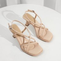 cross strap square toe sandals summer style high heels matching stiletto Roman shoes