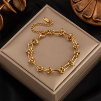 Fashion Gold Plated Titanium Steel Necklace Heavy Industry Metal Trend Hip Hop Punk Jingstrip Chain Jewelry Set