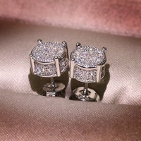1 pair Hip Hop Men’s Iced Out Zircon Stud Earrings Fashion Women Earrings Jewelry