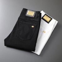 Men's Clothing Spring New Black And White Jeans Men's Skinny Elastic Brand Casual Pants Trendy