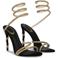 Serpentine winding sandals women's summer fashion new black web celebrity sexy rhinestone stiletto heels