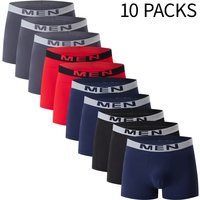 Overseas 10 Pack Briefs Solid Simple Fashion Casual Underwear Elastic Waist Boxer Shorts