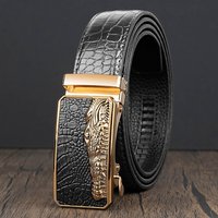 VOOTHOST New Business Men’s Alloy Automatic Buckle Leather Belt Fashion Versatile Pants Jeans Brand Business Belt F0006