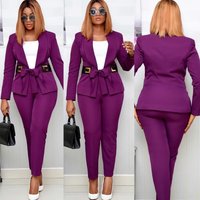 Women's small suit assembly characteristic leather belt OL commuting large size two-piece set