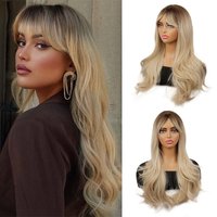 613 gradient wig female neat bangs big wave chemical fiber long curly hair headgear