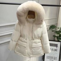 Clothing MFL winter coats cotton jacket short version slim drawstring thickened hooded large fur collar jacket 907