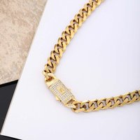 Full Diamond Cuban Chain Ins Light Luxury Trendy Cool Dominant Necklace Personality Design Style