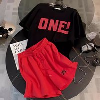fashion brand casual sports suits summer fat MM large short sleeved age reducing shorts two piece suit