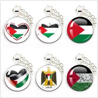 Palestinian flag Time gem round pendant necklace pendant alloy pendant