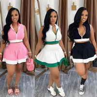 Clothing Sleeveless Zipper Top Short Skirt Suit