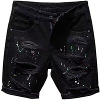Clothing Summer Ripped Thin Denim Shorts Versatile Popular Washed Slim Fit Five Point Pants Trendy Brand