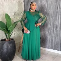 Women's Clothing Plus Size Elegant African Lace Evening Dress – Embroidered Mesh Gown For Women, Green/Black/White/Pink