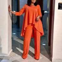 C8625 Foreign Trade Fashion Loose Irregular Top Pants Elegant African Two Piece Set