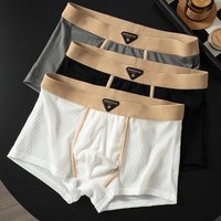 Ice Silk Underwear Textured Mid Rise Thin Comfortable Breathable Summer Sports Boxer Briefs