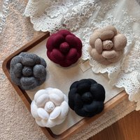 Korean Autumn Winter Woolen Camellia Small Fragrance Style Brooch Coat Shirt Pin Temperament Retro Accessories Corsage Decoration