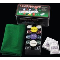 Texas Holdem 21 Chip Set Tablecloth Dealer Code Tin Box