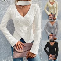 Women’s halter-neck V-neck sweater top knitwear