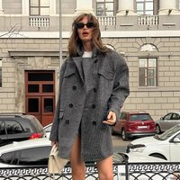 Thousand Birds Wool Coat 2025 Autumn Winter Medium length Double breasted Jacket British Wool Jacket