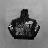 Angel Print Hoodie Zipper Loose Sweater Y2K Retro Style