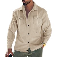 Suitable All Seasons Ho Selling Auumn Winer American Syle Pocke Corduroy Long Sleeve Loose Sriped Turn down Collar Jacke