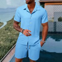 Clothing Summer Casual Short Sleeved Shirt Loose Short Sleeved Shorts Solid Sports Suit