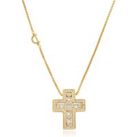European American Cross Border Full Diamond D Shaped Necklace Celebrity Style Fashion Double Layer Cross