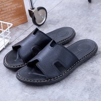 SHLIANG Summer Outdoor Casual Sandals Anti slip Wear resistant Beach Toe Drag Advanced Feeling PVC Bottom Fiber Upper Slippers V0052