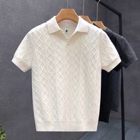 Clothing Handsome Short Sleeved Sweater Trendy Brand Casual Half Sleeved Knitted Sweater Spring Summer Bottoming Shirt