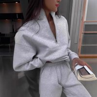 Trendy Autumn Winter Two Piece Outfit Lapel Collar Stylish & Comfortable Casual Set &