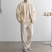 Clothing Solid round neck knitted cardigan jacket 2024 autumn winter fashion trend all match casual large tops