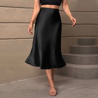 temperament slimming satin half skirt high Fanny pack hip mid length fishtail skirt